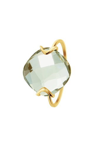 Bague - Argent plaqué or jaune et améthyste