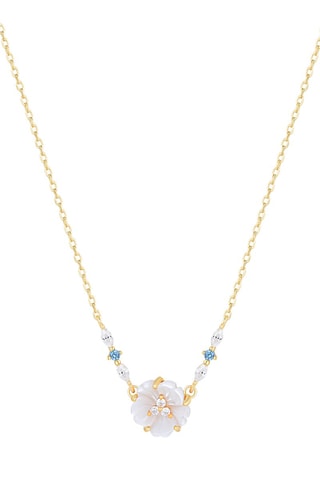 Ketting - Zilver Doublé Geelgoud, parelmoer, Zirkonia en Spinelles