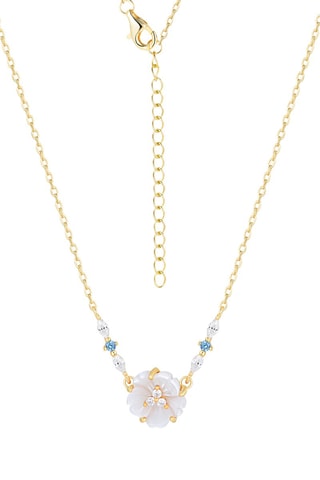 Ketting - Zilver Doublé Geelgoud, parelmoer, Zirkonia en Spinelles