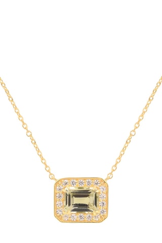 Ketting - Zilver Doublé Geelgoud, Zirkonia’s en Amethist