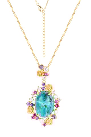 Ketting - Zilver, Cultivéparel en Turkoois