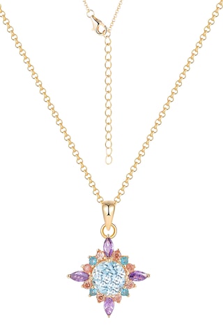 Ketting - Zilver, Topazen en Amethisten