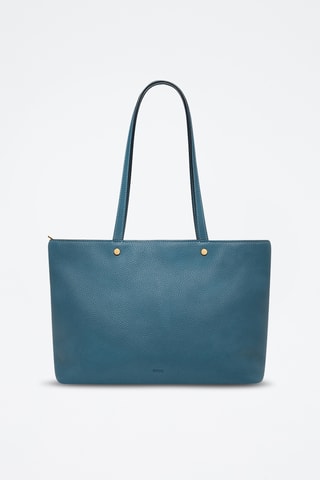 Leren Shopper - Petrolblauw