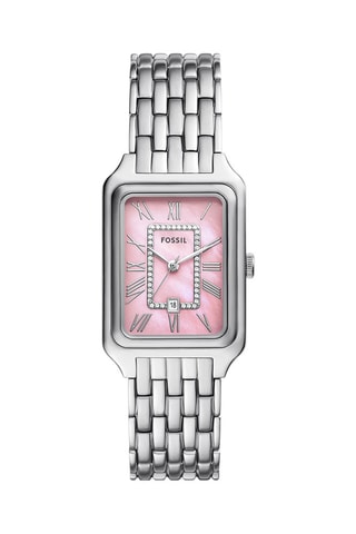Stalen Quartz Horloge - Zilverkleurig en Roze