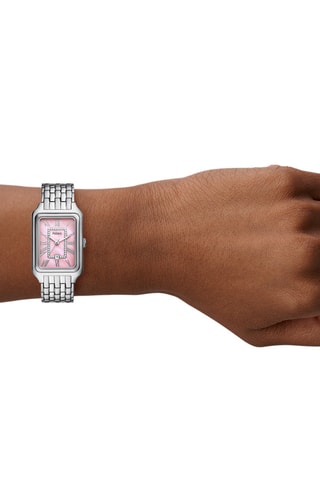 Stalen Quartz Horloge - Zilverkleurig en Roze