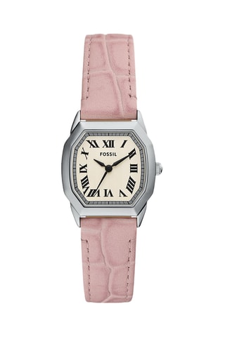 Leren Quartz Horloge - Roze en Zilverkleurig