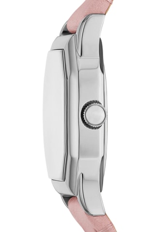 Leren Quartz Horloge - Roze en Zilverkleurig