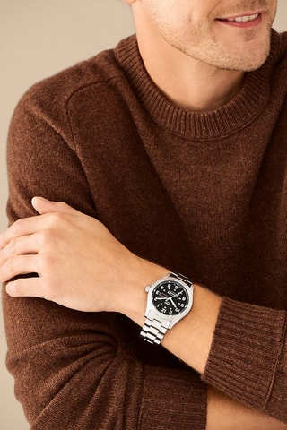 Stalen Solar Horloge - Zilverkleurig en Zwart