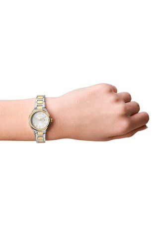 Stalen Quartz Horloge Eevie Goudkleurig en Zilverkleurig