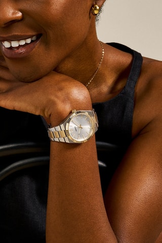 Stalen Quartz Horloge - Zilverkleurig en Goudkleurig