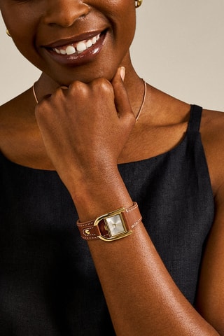 Leren Quartz Horloge - Bruin en Goudkleurig