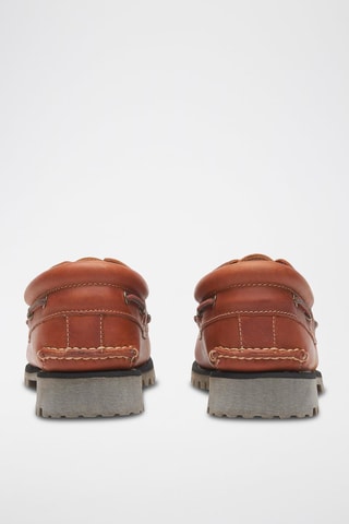 Chaussures bateau en cuir - Orange