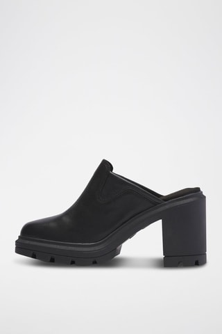 Leren Clogs met Hak - Zwart