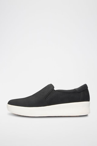 Nubuck Platform Slip-ons - Zwart