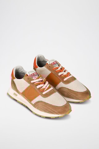 Kalfsleren Sneakers Tour - Beige en Wit