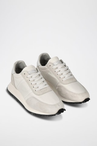 Kalfsnubuck Sneakers Tour - Wit en Beige