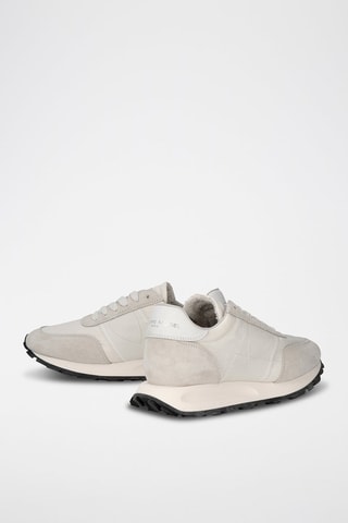 Kalfsnubuck Sneakers Tour - Wit en Beige
