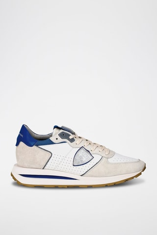 Leren Sneakers Tropez - Wit en felblauw