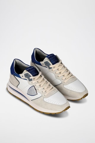 Leren Sneakers Tropez - Wit en felblauw