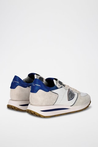 Leren Sneakers Tropez - Wit en felblauw