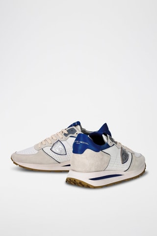 Leren Sneakers Tropez - Wit en felblauw