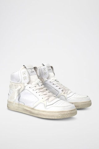 Kalfsleren Hoge Sneakers La Grande - Wit