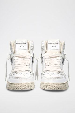 Kalfsleren Hoge Sneakers La Grande - Wit