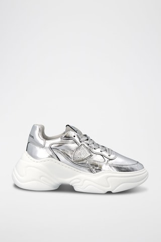 Leren Platform Sneakers Rivoli Low - Zilverkleurig
