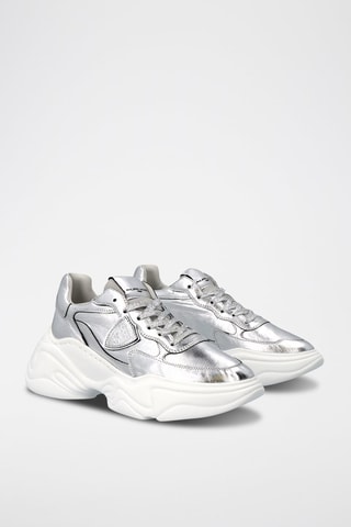 Leren Platform Sneakers Rivoli Low - Zilverkleurig