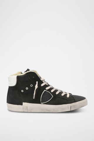 Hoge Leren Gevoerde Sneakers PRSX - Zwart