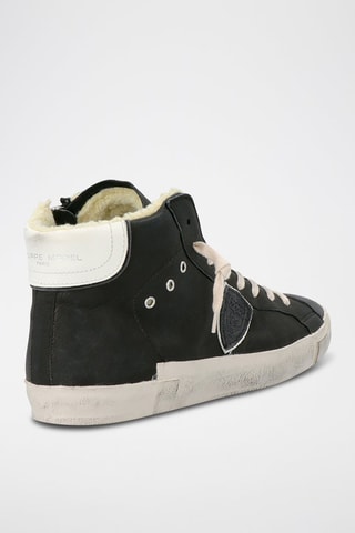 Hoge Leren Gevoerde Sneakers PRSX - Zwart