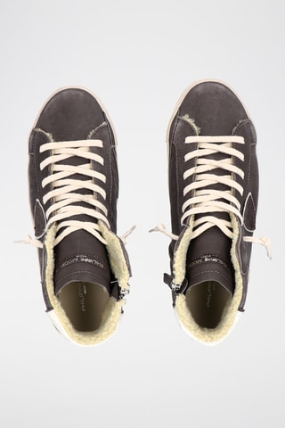 Hoge Leren Gevoerde Sneakers PRSX - Antraciet