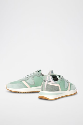 Kalfsnubuck Sneakers Tropez - Lichtgroen en Grijs