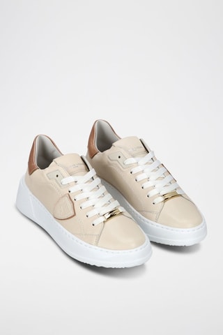 Leren Platform Sneakers Tres Temple Low Woman- Nude