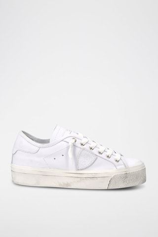 Kalfsleren Platform Sneakers Paris - Wit