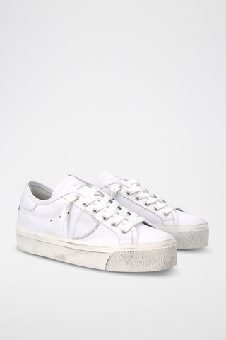 Kalfsleren Platform Sneakers Paris - Wit