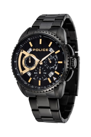 Montre à quartz en acier et plaqué ion noir Fontana - Tachymètre