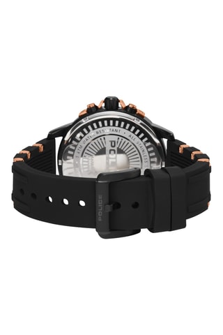Montre à quartz en cuir et plaqué ion noir Leader - GMT