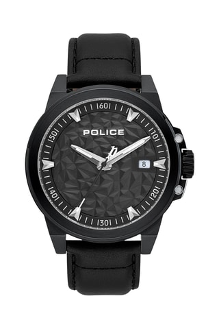 Montre à quartz en cuir et plaqué ion noir Ponta