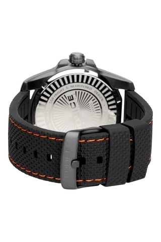 Montre à quartz en cuir et plaqué ion noir Peckham