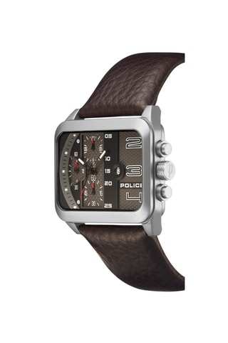 Montre à quartz en cuir Homerton - Marron et argenté