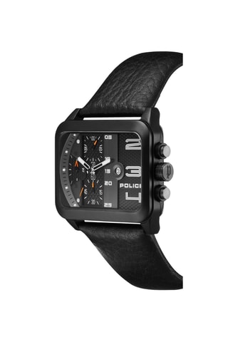 Montre à quartz en cuir et plaqué ion noir Homerton