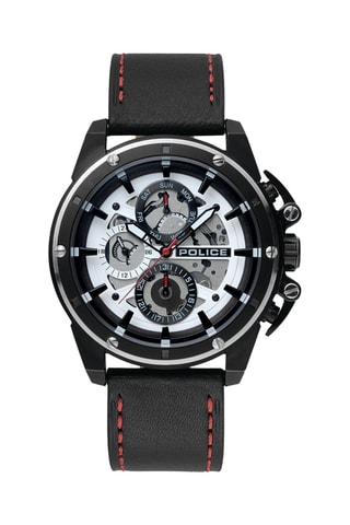 Montre à quartz en cuir et plaqué ion noir Splinter