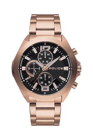 Montre à quartz en acier inoxydable et plaqué ion or rose Metal