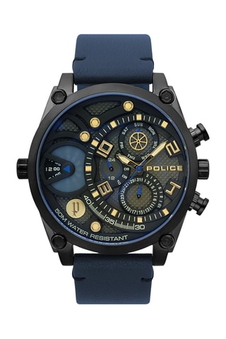 Montre à quartz en cuir et plaqué ion noir Vigor