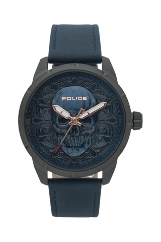 Montre à quartz en cuir et plaqué ion noir Mystic