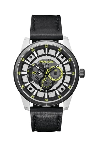 Montre à quartz en cuir et plaqué ion gris Lawrence