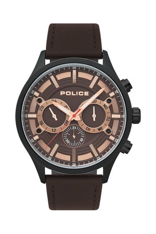 Montre à quartz en cuir et plaqué ion noir Controller