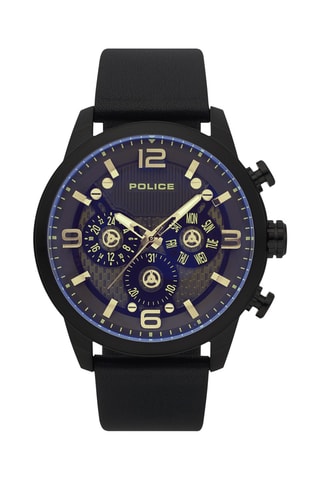 Montre à quartz en cuir et plaqué ion noir Key West