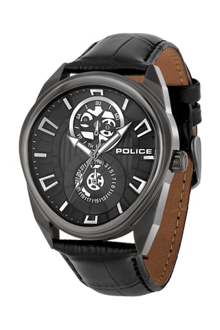 Montre à quartz en cuir et plaqué ion gris Modesto